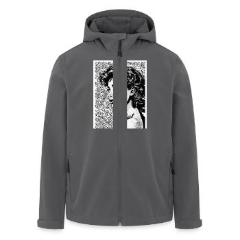 Portrait d’une femme dans le style pop art - Veste softshell homme en polyester recyclé Stanley/Stella - charbon - Devant - AI Model Male 185 light (185cm)