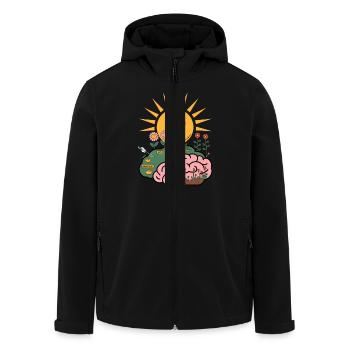 Cultivating Joy and Gratitude - Mindful Brain - Men’s Recycled Softshell Jacket by Stanley/Stella - black - Front - AI Model Male 185 light (185cm)
