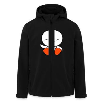 Duck sits friendly happy greeting waving - Men’s Recycled Softshell Jacket by Stanley/Stella - black - Front - AI Model Male 185 light (185cm)