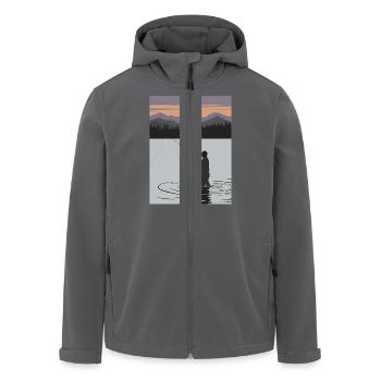 Angler Fishing Fish Gift - Men’s Recycled Softshell Jacket by Stanley/Stella - anthracite - Front - AI Model Male 185 light (185cm)