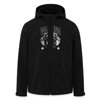 Warning Hund Dackel Geschenk - Recycelte Männer Softshell-Jacke von Stanley/Stella - Schwarz - Vorne - AI Model Male 185 light (185cm)