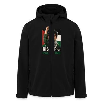 Rise Up For Palestine Powerful Protest Art - Men’s Recycled Softshell Jacket by Stanley/Stella - black - Front - AI Model Male 185 light (185cm)