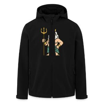 Poseidon Comic - Men’s Recycled Softshell Jacket by Stanley/Stella - black - Front - AI Model Male 185 light (185cm)