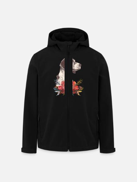 Hund und Blumen - Recycelte Männer Softshell-Jacke von Stanley/Stella - Schwarz