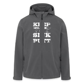 Keep calm and sink the put design for golfers - Men’s Recycled Softshell Jacket by Stanley/Stella - anthracite - Front - AI Model Male 185 light (185cm)