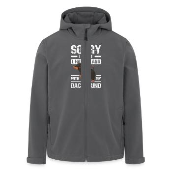 Sorry I can't I have plans with my dachshund - Recycelte Männer Softshell-Jacke von Stanley/Stella - Schwarz - Vorne - AI Model Male 185 light (185cm)
