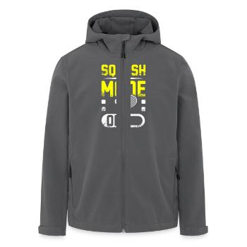 Squash mode on - Men’s Recycled Softshell Jacket by Stanley/Stella - black - Front - AI Model Male 185 light (185cm)