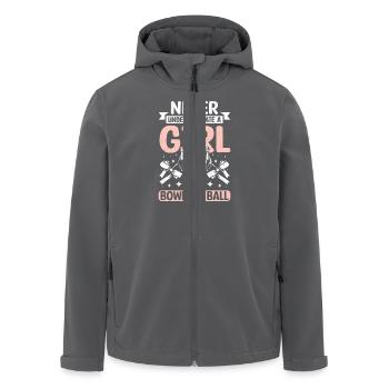 Never underestimate a girl with a bowling ball - Men’s Recycled Softshell Jacket by Stanley/Stella - black - Front - AI Model Male 185 light (185cm)