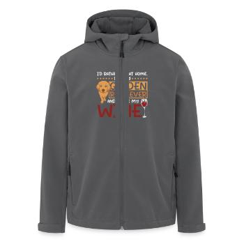 Sit at home pet my golden retriever and drink wine - Recycelte Männer Softshell-Jacke von Stanley/Stella - Schwarz - Vorne - AI Model Male 185 light (185cm)