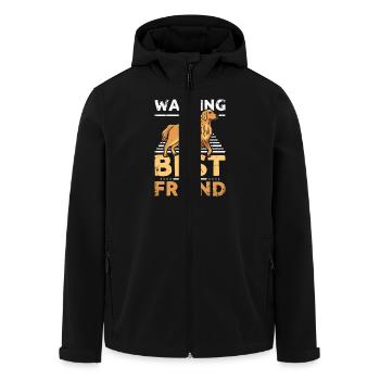 Walking with my best friend, golden retriever - Recycelte Männer Softshell-Jacke von Stanley/Stella - Schwarz - Vorne - AI Model Male 185 light (185cm)