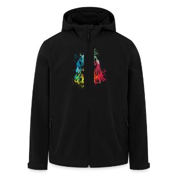 coloré splash art chien amoureux teckel - Veste softshell homme en polyester recyclé Stanley/Stella - noir - Devant - AI Model Male 185 light (185cm)