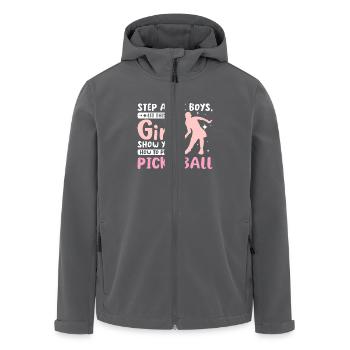 Let this girl show you how to play pickleball - Men’s Recycled Softshell Jacket by Stanley/Stella - black - Front - AI Model Male 185 light (185cm)