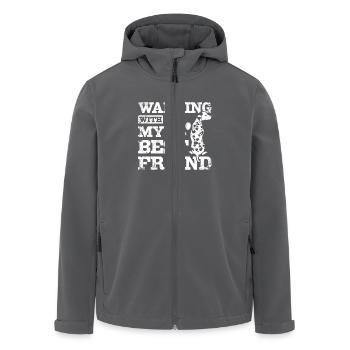 Walking with my best friend, dalmatian dog - Recycelte Männer Softshell-Jacke von Stanley/Stella - Schwarz - Vorne - AI Model Male 185 light (185cm)
