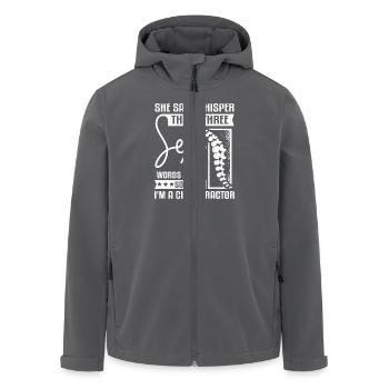Whisper those thee sey words I'm a Chiropractor - Men’s Recycled Softshell Jacket by Stanley/Stella - anthracite - Front - AI Model Male 185 light (185cm)