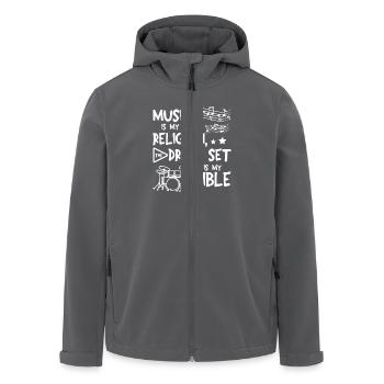 La musique est ma religion, la batterie est ma bible - Veste softshell homme en polyester recyclé Stanley/Stella - noir - Devant - AI Model Male 185 light (185cm)