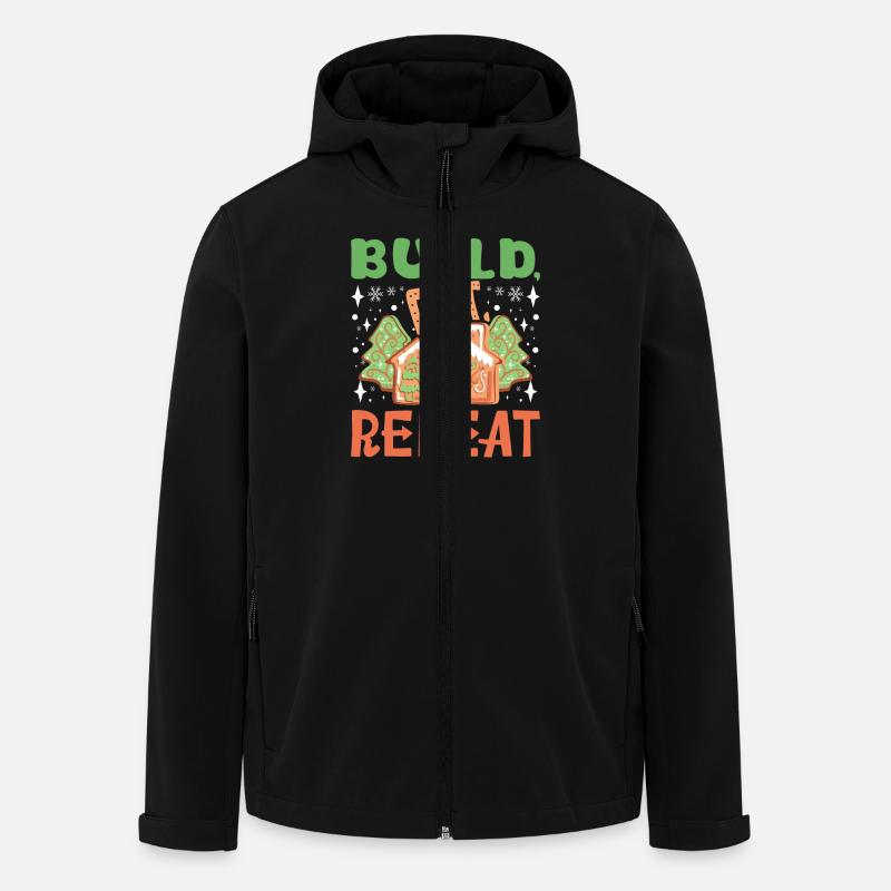 Christmas Gingerbread house build eat repeat - Recycelte Männer Softshell-Jacke von Stanley/Stella - Schwarz