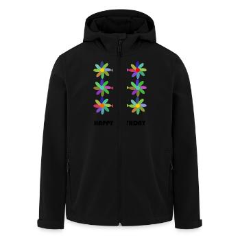 HAPPY BIRTHDAY. JOYEUX ANNIVERSAIRE. ANNIVERSAIRE. - Veste softshell homme en polyester recyclé Stanley/Stella - noir - Devant - AI Model Male 185 light (185cm)