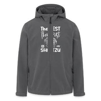 The best therapist is my shih tzu - Men’s Recycled Softshell Jacket by Stanley/Stella - black - Front - AI Model Male 185 light (185cm)