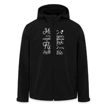 La musique est ma religion, la flûte est ma bible - Veste softshell homme en polyester recyclé Stanley/Stella - noir - Devant - AI Model Male 185 light (185cm)