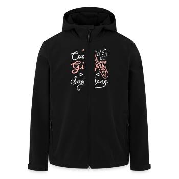Cool girls play saxophone - Men’s Recycled Softshell Jacket by Stanley/Stella - black - Front - AI Model Male 185 light (185cm)