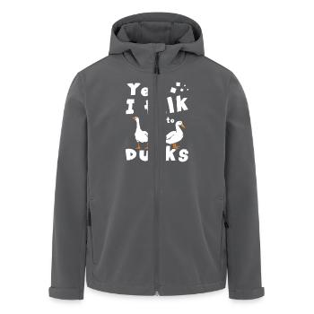 Oui, je parle aux canards - Veste softshell homme en polyester recyclé Stanley/Stella - noir - Devant - AI Model Male 185 light (185cm)