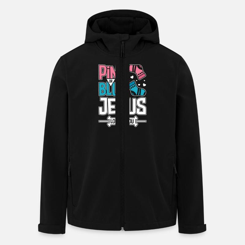 Rose ou bleu jésus t’aime - Veste softshell homme en polyester recyclé Stanley/Stella - noir