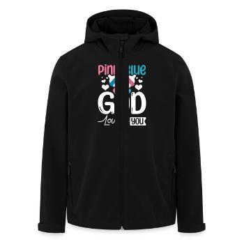 Pink or blue god loves you - Recycelte Männer Softshell-Jacke von Stanley/Stella - Schwarz - Vorne - AI Model Male 185 light (185cm)