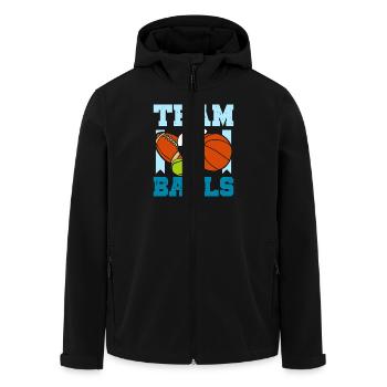 Gender Reveal Team boy team balls - Men’s Recycled Softshell Jacket by Stanley/Stella - black - Front - AI Model Male 185 light (185cm)
