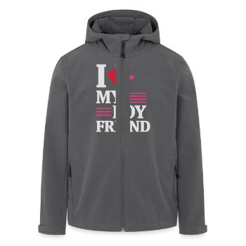 I LOVE MY FRIEND! - Men’s Recycled Softshell Jacket by Stanley/Stella - black - Front - AI Model Male 185 light (185cm)