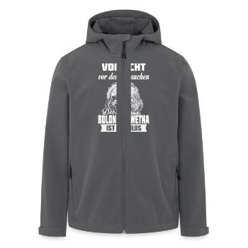 Bolonka Zwetna - Vorsicht - Recycelte Männer Softshell-Jacke von Stanley/Stella - Anthrazit - Vorne - AI Model Male 185 light (185cm)