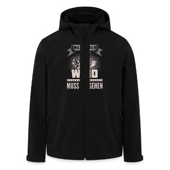 Kitesurfen - Wind ruft - Ich muss gehen - Recycelte Männer Softshell-Jacke von Stanley/Stella - Schwarz - Vorne - AI Model Male 185 light (185cm)