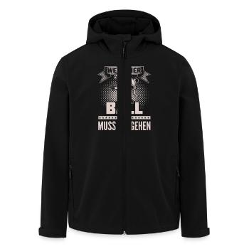 Fussball - Ball ruft - Ich muss gehen - Recycelte Männer Softshell-Jacke von Stanley/Stella - Schwarz - Vorne - AI Model Male 185 light (185cm)
