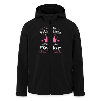Février - Princess - Anniversaire - 1 - Recycelte Männer Softshell-Jacke von Stanley/Stella - Schwarz - Vorne - AI Model Male 185 light (185cm)