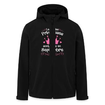 Septembre - Princess - Anniversaire - 2 - Veste softshell homme en polyester recyclé Stanley/Stella - noir - Devant - AI Model Male 185 light (185cm)