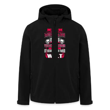 Truckerfahrer - Mein Mann - Meine Welt - Recycelte Männer Softshell-Jacke von Stanley/Stella - Schwarz - Vorne - AI Model Male 185 light (185cm)