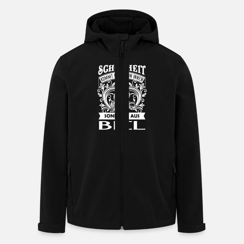 Beauté vient de Biel/Bienne - CH - Veste softshell homme en polyester recyclé Stanley/Stella - noir
