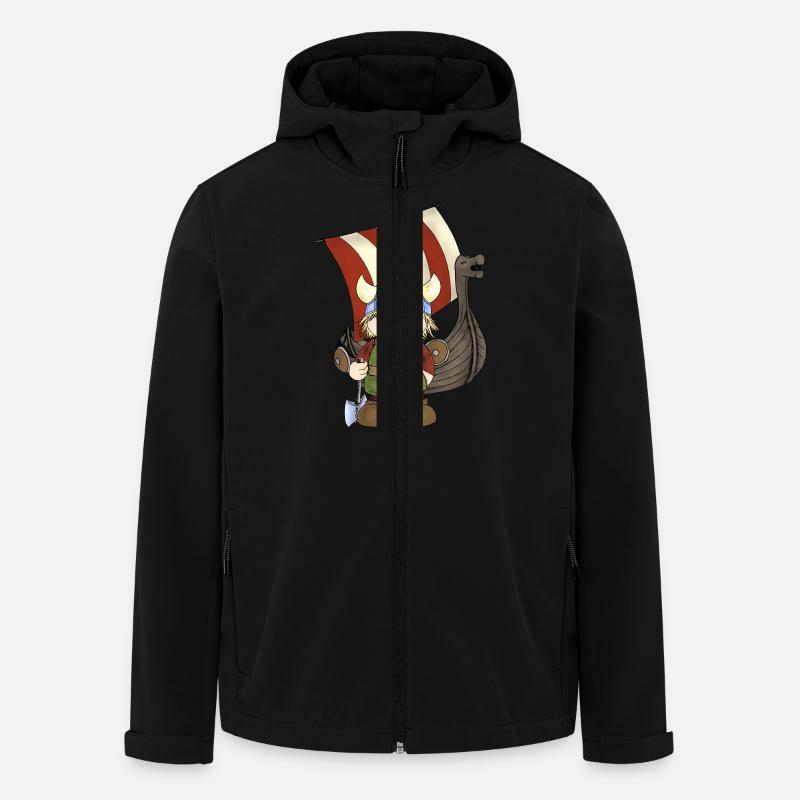 Erik le Viking navire avec - Veste softshell homme en polyester recyclé Stanley/Stella - noir