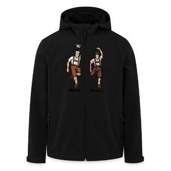 Two Bavarian Lederhosen Men - Recycelte Männer Softshell-Jacke von Stanley/Stella - Schwarz - Vorne - AI Model Male 185 light (185cm)