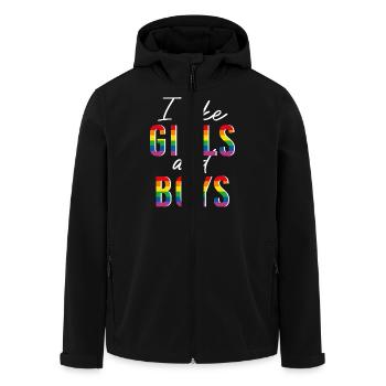 LGBTQIA+ J’aime les filles et les garçonsRegenbogen bi - Veste softshell homme en polyester recyclé Stanley/Stella - noir - Devant - AI Model Male 185 light (185cm)
