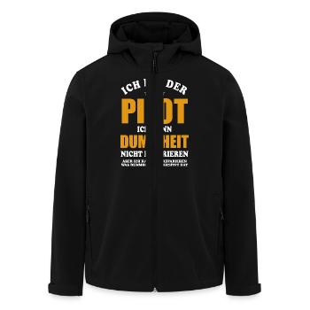 Pilot - ich kann Dummheit nicht reparieren - Recycelte Männer Softshell-Jacke von Stanley/Stella - Schwarz - Vorne - AI Model Male 185 light (185cm)