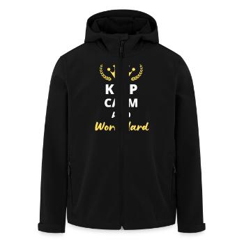 Keep Calm and Work Hard - Men’s Recycled Softshell Jacket by Stanley/Stella - black - Front - AI Model Male 185 light (185cm)