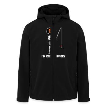 I'm Reelly Hungry - Men’s Recycled Softshell Jacket by Stanley/Stella - black - Front - AI Model Male 185 light (185cm)