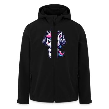Unicorn with headphones - Men’s Recycled Softshell Jacket by Stanley/Stella - black - Front - AI Model Male 185 light (185cm)