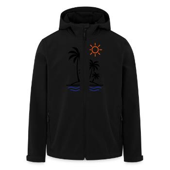 Island Summer Palm Trees - Men’s Recycled Softshell Jacket by Stanley/Stella - black - Front - AI Model Male 185 light (185cm)