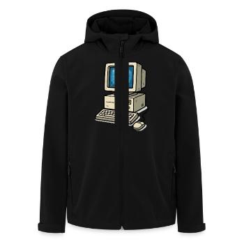 Computer Old School - Men’s Recycled Softshell Jacket by Stanley/Stella - black - Front - AI Model Male 185 light (185cm)