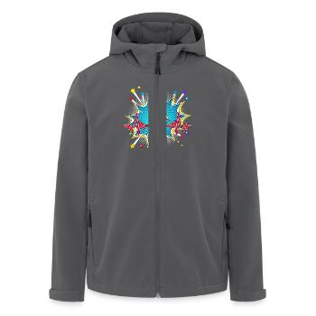 Skifahrer Pop Art Comic Retro Herzschlag - Recycelte Männer Softshell-Jacke von Stanley/Stella - Schwarz - Vorne - AI Model Male 185 light (185cm)