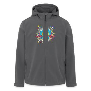 Panzer Pop Art Comic Retro Herzschlag - Recycelte Männer Softshell-Jacke von Stanley/Stella - Schwarz - Vorne - AI Model Male 185 light (185cm)