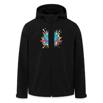 Grill Pop Art Comic Retro Herzschlag - Recycelte Männer Softshell-Jacke von Stanley/Stella - Schwarz - Vorne - AI Model Male 185 light (185cm)