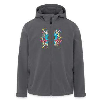 Kaffee Pop Art Comic Retro Herzschlag - Recycelte Männer Softshell-Jacke von Stanley/Stella - Schwarz - Vorne - AI Model Male 185 light (185cm)