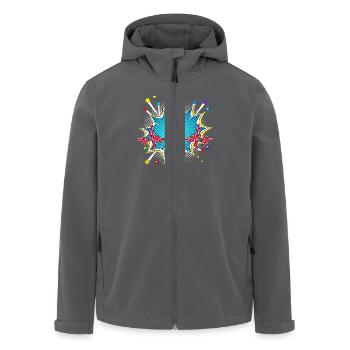 Fußball Pop Art Comic Retro Herzschlag - Recycelte Männer Softshell-Jacke von Stanley/Stella - Schwarz - Vorne - AI Model Male 185 light (185cm)